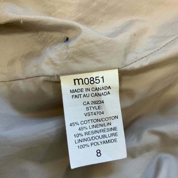 M 0851 Double Breasted Leather Tab Cream Colored Jacket with Hood size 8 - Picture 5 of 7